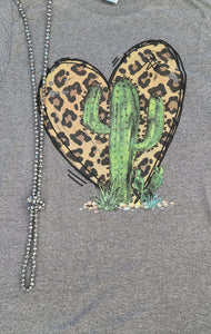 Leopard heart with cactus t-shirt