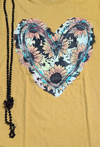 Heart w/sunflowers short sleeve shirt