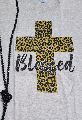 Blessed cheetah cross t-shirt short sleeve