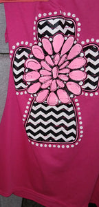 Chevron print cross pink t-shirt