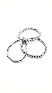 3 Crystal Beaded Bracelets Silver