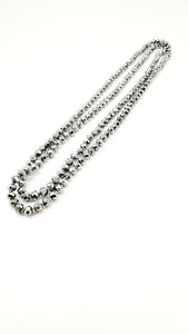 60" Beaded Necklace 8MM Beads Silver