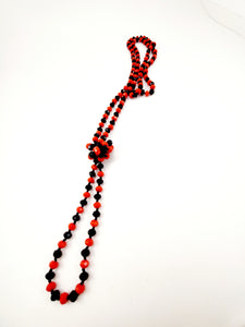 60" Beaded Necklace 8MM Beads Black/Red