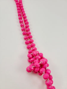 60" 8MM Bead Necklace Hot Pink