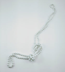 60" 8MM Beaded Necklace White