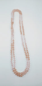 60" 8MM Beaded Necklace Light Pink