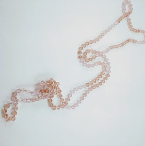 60" 8MM Beaded Necklace Light Pink